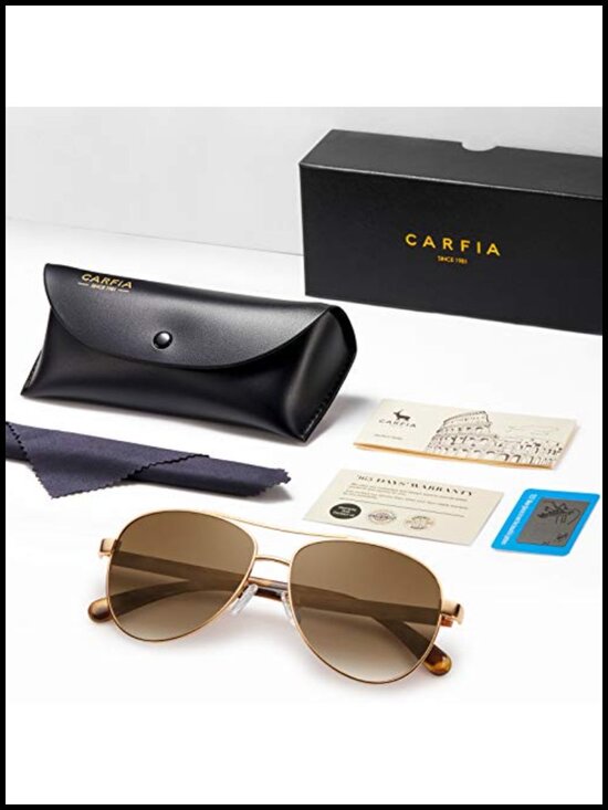 Polarized Aviator Sunglasses UV400 Protection Lightweight Acetate Arms Gift Set